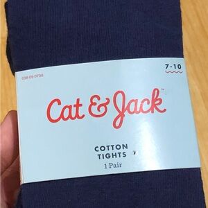 NEW Cat & Jack Tights Size 7-10 Dark Blue Cotton Tights